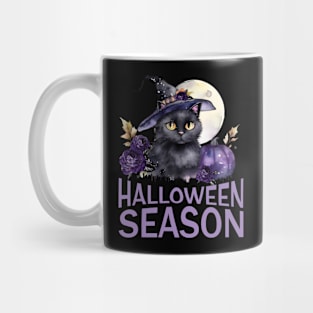 Cute black cat with full moon and Halloween season Mug